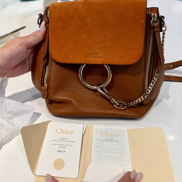 chloe faye mini backpack CHLO Women's Tan Size OneSize 100% Calf-skin leather this bag is a chameleon insofar as it can be worn across the back Burgundy Chloe Faye Backpack Grey